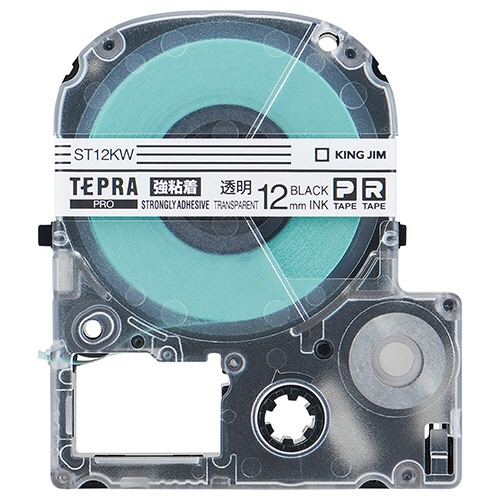 キングジム　テプラ　ＰＲＯ　テープカートリッジ　強粘着　１２ｍｍ　透明／黒文字　ＳＴ１２ＫＷ　１個1