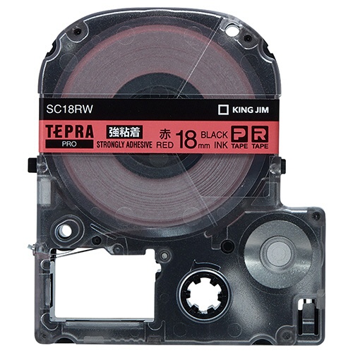 キングジム　テプラ　ＰＲＯ　テープカートリッジ　強粘着　１８ｍｍ　赤／黒文字　ＳＣ１８ＲＷ　１個1