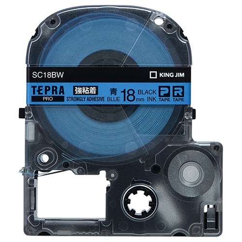 キングジム　テプラ　ＰＲＯ　テープカートリッジ　強粘着　１８ｍｍ　青／黒文字　ＳＣ１８ＢＷ　１個1