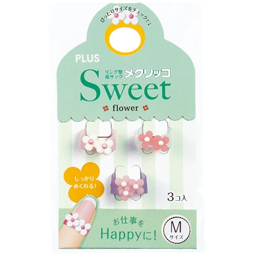 プラス　メクリッコ　Ｓｗｅｅｔ　フラワー２　Ｍ　ホワイト・ローズ・ピンク　ＫＭ－３０２ＳＢ－３　１袋（３個：各色１個）1