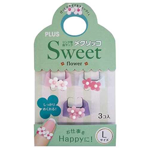 プラス　メクリッコ　Ｓｗｅｅｔ　フラワー２　Ｌ　ホワイト・ローズ・ピンク　ＫＭ－３０３ＳＢ－３　１袋（３個：各色１個）1