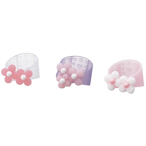 プラス　メクリッコ　Ｓｗｅｅｔ　フラワー２　Ｌ　ホワイト・ローズ・ピンク　ＫＭ－３０３ＳＢ－３　１袋（３個：各色１個）2