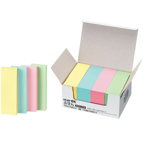 コクヨ　ふせん（Ｋ２）　７５×２５ｍｍ　４色ミックス　Ｋ２メ－７５２５　１パック（２０冊）1