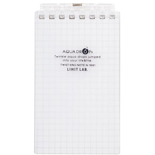 リヒトラブ　ＡＱＵＡ　ＤＲＯＰｓ　ツイストノート（メモサイズ）　８穴　５ｍｍ方眼罫　リーフ４０枚付属　乳白　Ｎ－１６６１－１　１冊1