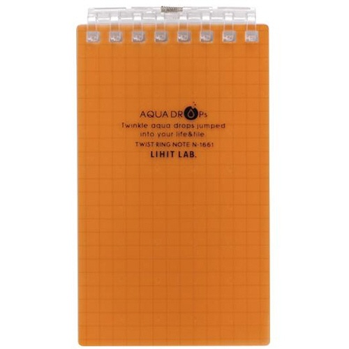 リヒトラブ　ＡＱＵＡ　ＤＲＯＰｓ　ツイストノート（メモサイズ）　８穴　５ｍｍ方眼罫　リーフ４０枚付属　橙　Ｎ－１６６１－４　１冊1