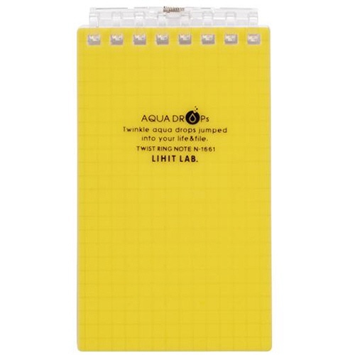 リヒトラブ　ＡＱＵＡ　ＤＲＯＰｓ　ツイストノート（メモサイズ）　８穴　５ｍｍ方眼罫　リーフ４０枚付属　黄　Ｎ－１６６１－５　１冊1