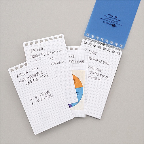リヒトラブ　ＡＱＵＡ　ＤＲＯＰｓ　ツイストノート（メモサイズ）　８穴　５ｍｍ方眼罫　リーフ４０枚付属　黄緑　Ｎ－１６６１－６　１冊6