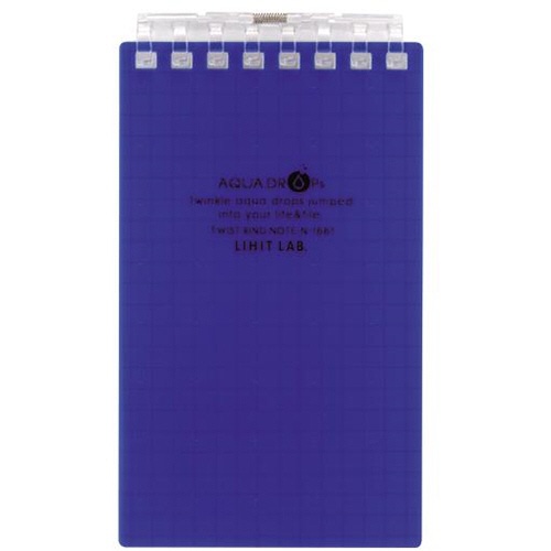 リヒトラブ　ＡＱＵＡ　ＤＲＯＰｓ　ツイストノート（メモサイズ）　８穴　５ｍｍ方眼罫　リーフ４０枚付属　藍　Ｎ－１６６１－１１　１冊1