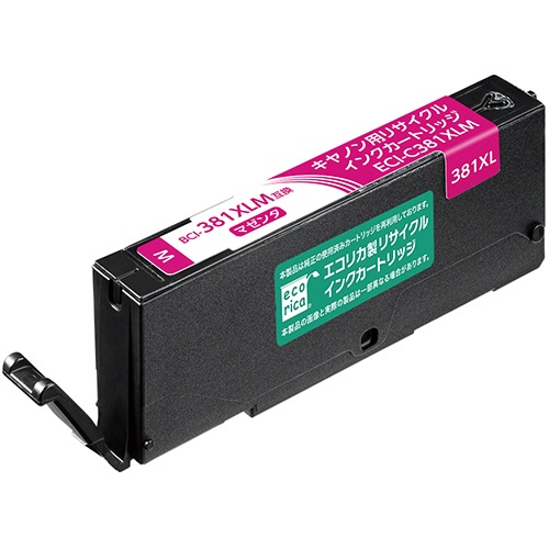 エコリカ　リサイクルインクカートリッジ　マゼンタ（染料）　［キヤノン：ＢＣＩ－３８１ＸＬＭ互換］　ＥＣＩ－Ｃ３８１ＸＬＭ　１個1