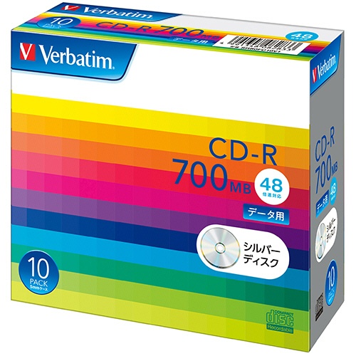 バーベイタム　データ用ＣＤ－Ｒ　７００ＭＢ　４８倍速　５ｍｍスリムケース　シルバーディスク　ＳＲ８０ＦＣ１０Ｖ１　１パック（１０枚）1