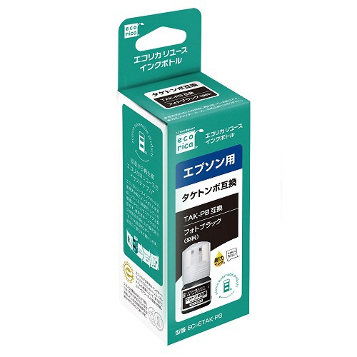 エコリカ　リサイクルインクボトル　フォトブラック（染料）　［エプソン：ＴＡＫ－ＰＢ／タケトンボ互換］　ＥＣＩ－ＥＴＡＫ－ＰＢ　１個1