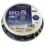 ハイディスク　録画用ＢＤ－Ｒ　１３０分　１－６倍速　ホワイトワイドプリンタブル　ＨＤＶＢＲ２５ＲＰ