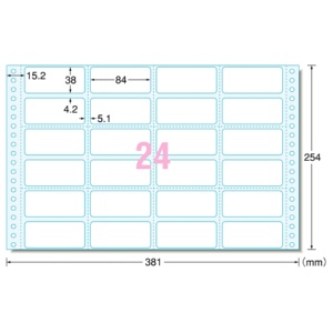 エーワン　コンピュータフォームラベル　１５×１０インチ　スタンダードタイプ４列　２４面　８４×３８ｍｍ　２８０１１　１箱（５００折）1