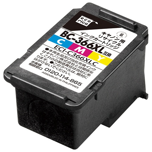 エコリカ　リサイクルインクカートリッジ　３色一体型（染料）　大容量　［キヤノン：ＢＣ－３６６ＸＬ互換］　ＥＣＩ－Ｃ３６６ＸＬＣ　１個1