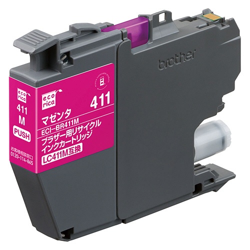 エコリカ　リサイクルインクカートリッジ　マゼンタ（染料）　［ブラザー：ＬＣ４１１Ｍ互換］　ＥＣＩ－ＢＲ４１１Ｍ　１個1
