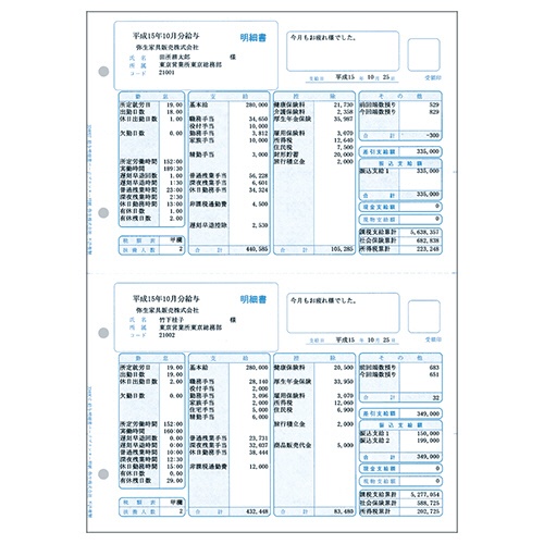 弥生　給与明細書　ページプリンタ用紙　単票用紙　Ａ４タテ　３３４００７　１箱（５００枚）1