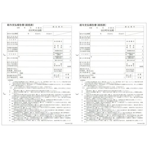 弥生　令和６年分　賃金台帳／給与支払報告書セット　（５０人用）　２０２５３１　１セット2
