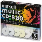 マクセル　音楽用ＣＤ－Ｒ　８０分　デザインプリントワイドプリンタブル（５色カラーＭＩＸ）　５ｍｍケース　ＣＤＲＡ８０ＰＭＩＸ．Ｓ１Ｐ５Ｓ　１パック（５枚）