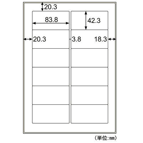 ヒサゴ　屋外用ラベル　油面・粗い面対応　Ａ４　１２面　８３．８×４２．３ｍｍ　カラーＬＰ・コピー機専用　ホワイトフィルムタイプ　ＫＬＰＡＢ８６１Ｓ　１冊（１０シート）2
