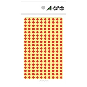 エーワン　カラーラベル　丸型　直径５ｍｍ　赤　０７０６１　１パック（１８００片：２００片×９シート）1