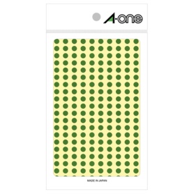 エーワン　カラーラベル　丸型　直径５ｍｍ　緑　０７０６３　１パック（１８００片：２００片×９シート）
