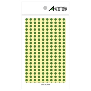 エーワン　カラーラベル　丸型　直径５ｍｍ　緑　０７０６３　１パック（１８００片：２００片×９シート）1