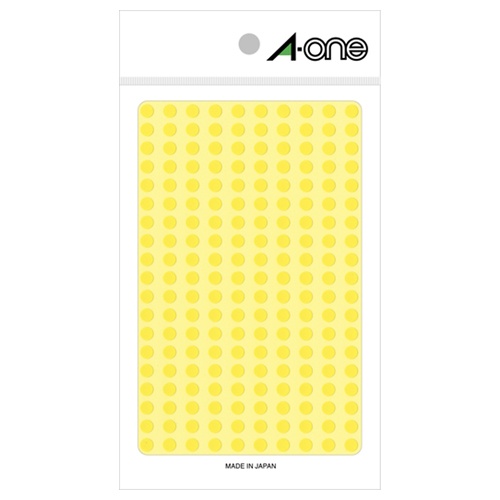 エーワン　カラーラベル　丸型　直径５ｍｍ　黄　０７０６４　１パック（１８００片：２００片×９シート）1