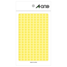 エーワン　カラーラベル　丸型　直径５ｍｍ　黄　０７０６４　１パック（１８００片：２００片×９シート）