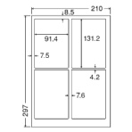 東洋印刷　ナナクリエイト　カラーレーザープリンタ用耐水光沢紙ラベル　Ａ４　４面　９１．４×１３１．２ｍｍ　四辺余白付　ＳＣＬ－１　１箱（４００シート：８０シート×５冊）