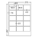 東洋印刷　ナナクリエイト　カラーレーザープリンタ用耐水光沢紙ラベル　Ａ４　１５面　６３．５×４６．６ｍｍ　四辺余白付　ＳＣＬ－３　１箱（４００シート：８０シート×５冊）