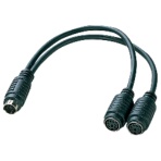 サンワサプライ マウス10キー分配器DOSV用 ミニDIN6オス-メス×2 0.2m(RoHS指令10準拠) KB-PSY02K2 1個