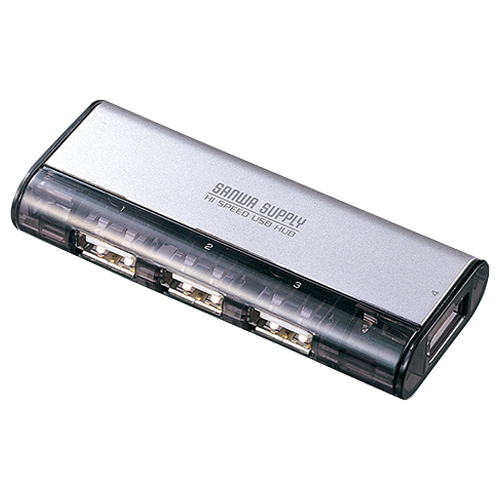 【クリックでお店のこの商品のページへ】サンワサプライ 磁石付き コンパクトUSB2.0ハブ 4ポート シルバー USB-HUB225GSV 1個 USB-HUB225GSV
