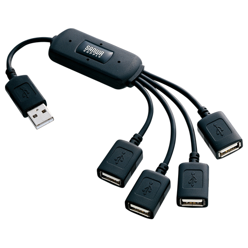 【クリックでお店のこの商品のページへ】サンワサプライ ケーブルタイプ USB2.0ハブ 4ポート ブラック USB-HUB227BK 1個 USB-HUB227BK