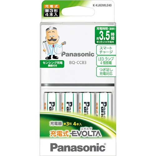 たのめーる パナソニック 充電器セット 充電式evolta単3形4本付 K Kj83mle40 1パックの通販