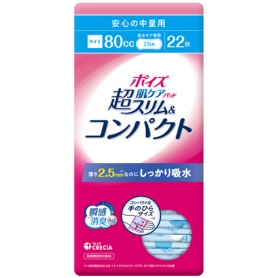 日本製紙クレシア　ポイズ　肌ケアパッド　超スリム＆コンパクト　８０ｃｃ　安心の中量用　１パック（２２枚）