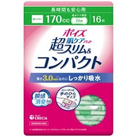 日本製紙クレシア　ポイズ　肌ケアパッド　超スリム＆コンパクト　１７０ｃｃ　長時間も安心用　１パック（１６枚）