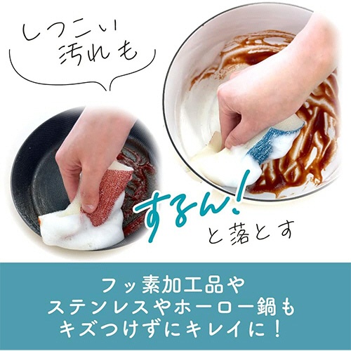 キクロン　ザララ　汚れをするんと落とすキッチンスポンジ　インディゴ　１個5