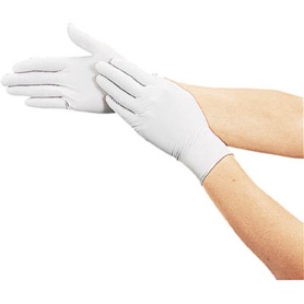 ＴＲＵＳＣＯ　使い捨て極薄手袋ニトリル製粉付き　Ｍ　ホワイト　ＤＰＭ６９８１ＮＭ　１ケース（１００枚）