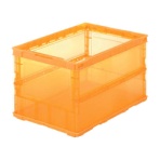 ＴＲＵＳＣＯ　薄型折りたたみコンテナ　スケルコン（フタなし）　５２．７Ｌ　透明オレンジ　ＴＳＫ－Ｏ５０Ｂ（ＯＲ）　１個