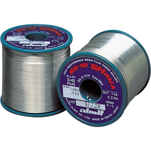日本アルミット　アルミット　やに入りはんだ　ＫＲ１９－ＳＨＲＭＡ　線径１．０ｍｍ　ＫＲ１９－ＳＨＲＭＡ－１０　１巻1