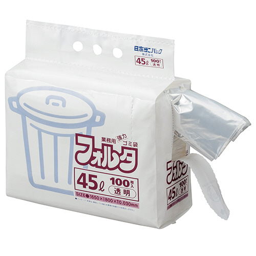 大人気新品 たのめーる】日本サニパック 環優包装フォルタ 透明 90L 0.040mm 業務用ごみ箱・ごみ袋
