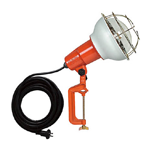 【クリックで詳細表示】ハタヤリミテッド 防雨型作業灯 リフレクターランプ 500W 100V 電線5m バイス付 RE-505 1台 RE-505
