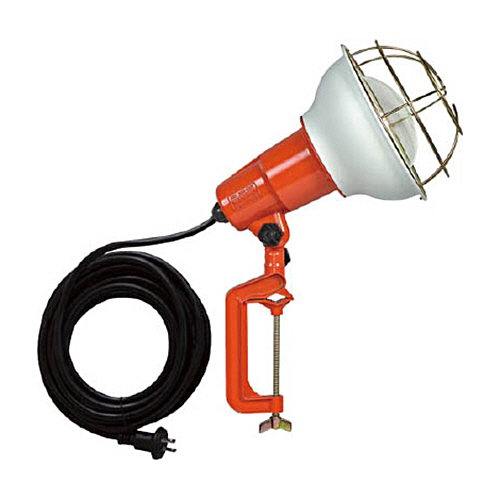 【クリックで詳細表示】ハタヤリミテッド 防雨型作業灯 リフレクターランプ 300W 100V 電線5m バイス付 RE-305 1台 RE-305
