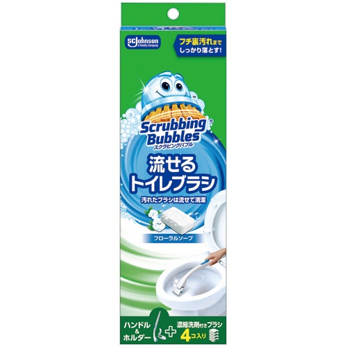 ジョンソン　スクラビングバブル　流せるトイレブラシ　フローラルソープ　本体　ブラシ４本付　１個1