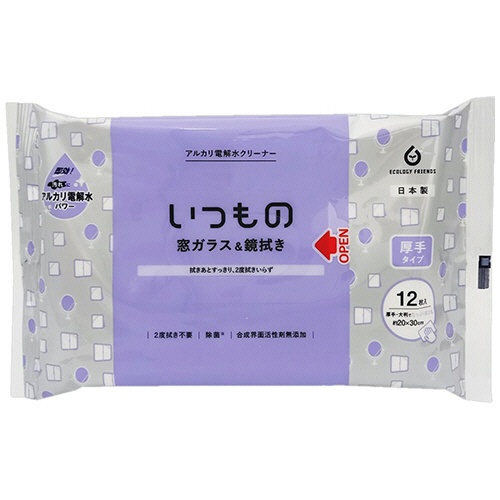 服部製紙　窓ガラス＆鏡用クリーナー　厚手　１パック（１２枚）1