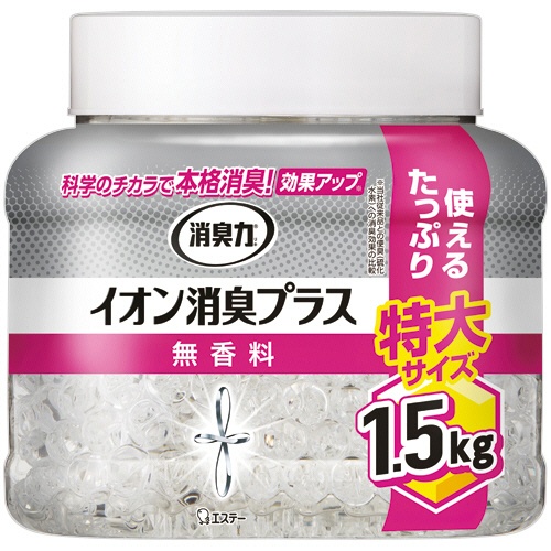 エステー　消臭力　クリアビーズ　イオン消臭プラス　無香料　特大本体　１．５ｋｇ　１個1