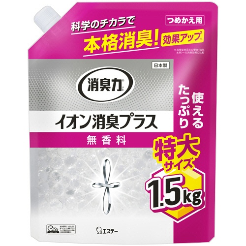 エステー　消臭力　クリアビーズ　イオン消臭プラス　無香料　特大つめかえ　１．５ｋｇ　１個1