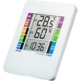 サンワサプライ　熱中症＆インフルエンザ表示付デジタル温湿度計　警告ブザー設定機能付　ＣＨＥ－ＴＰＨＵ２ＷＮ　１個