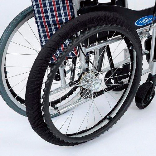 笑和　室内用車いすタイヤＲＡＫＵカバー　１６インチ用　ブラック　ＳＲ－１６０Ｂ　１組2