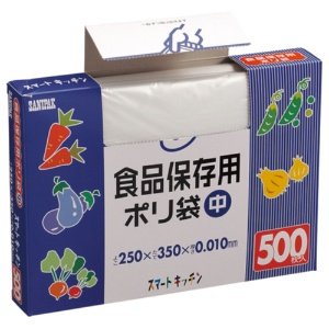 日本サニパック　スマートキッチン　食品保存用ポリﾌﾞｸﾛ　半透明　Ｍ　０．０１０ｍｍ　ＫＳ１２　１箱（５００枚）1